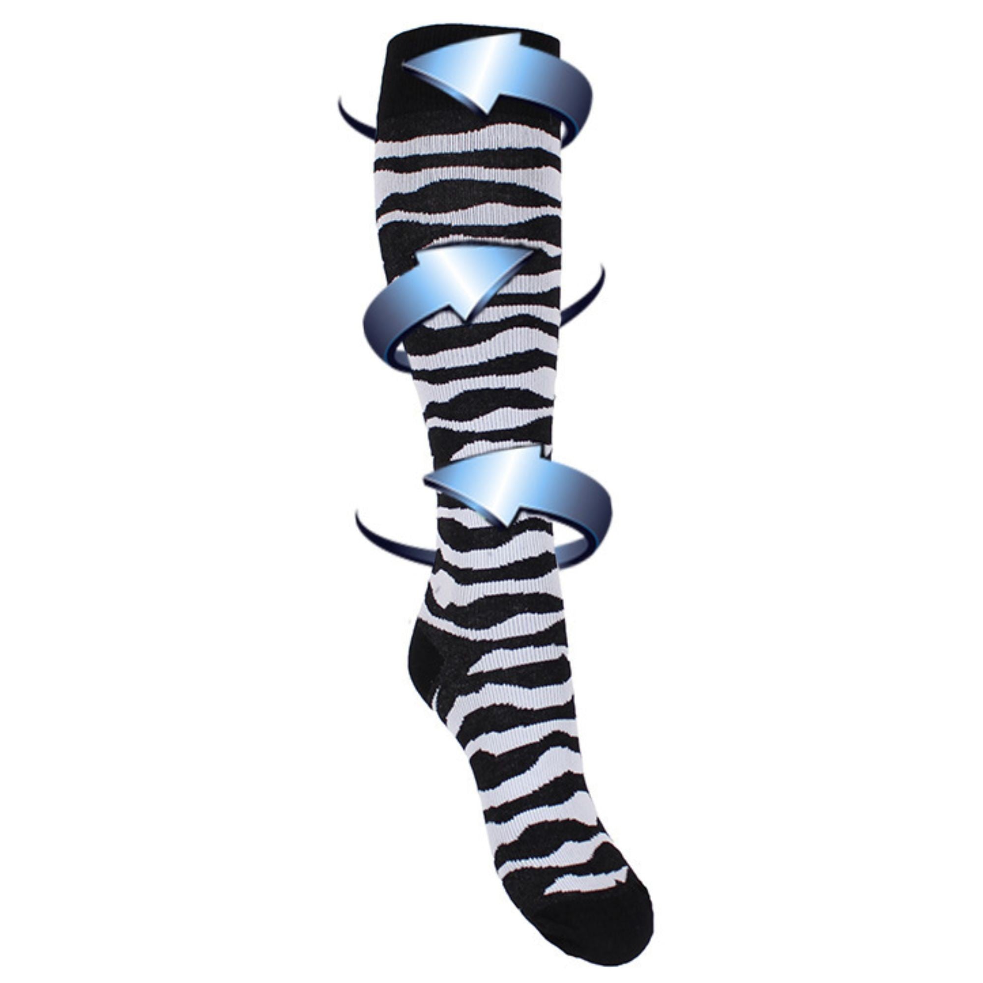 Support socks zebra pattern for swollen and tired legs