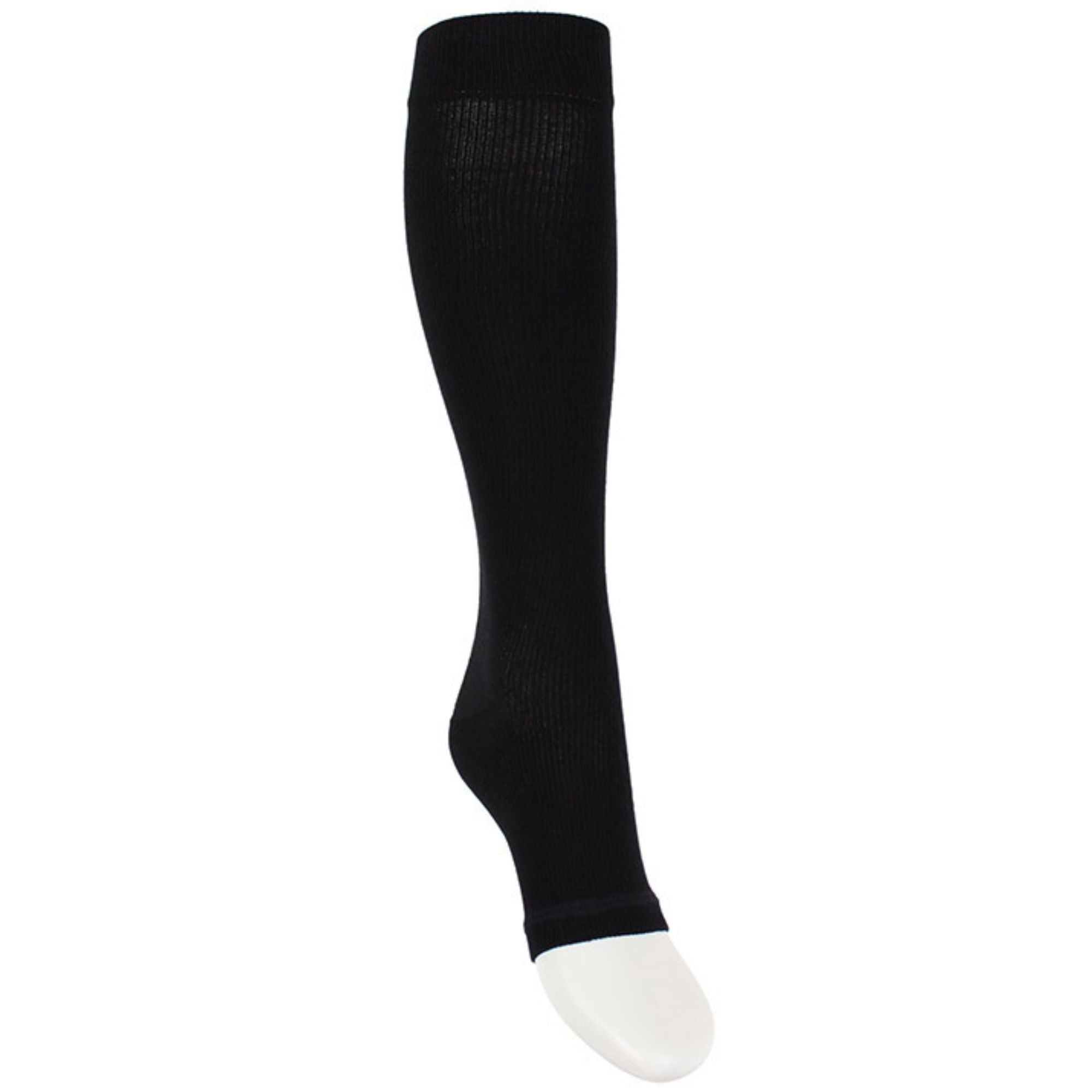 Compression socks with open toe black for swollen and tired legs 3-pack
