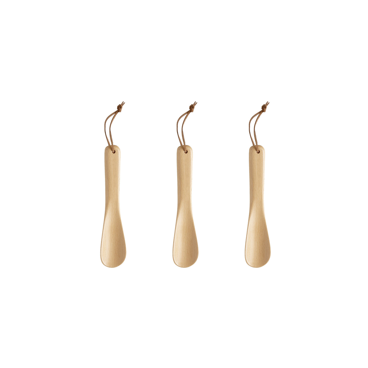 Wooden shoehorn 19 cm 3-pack