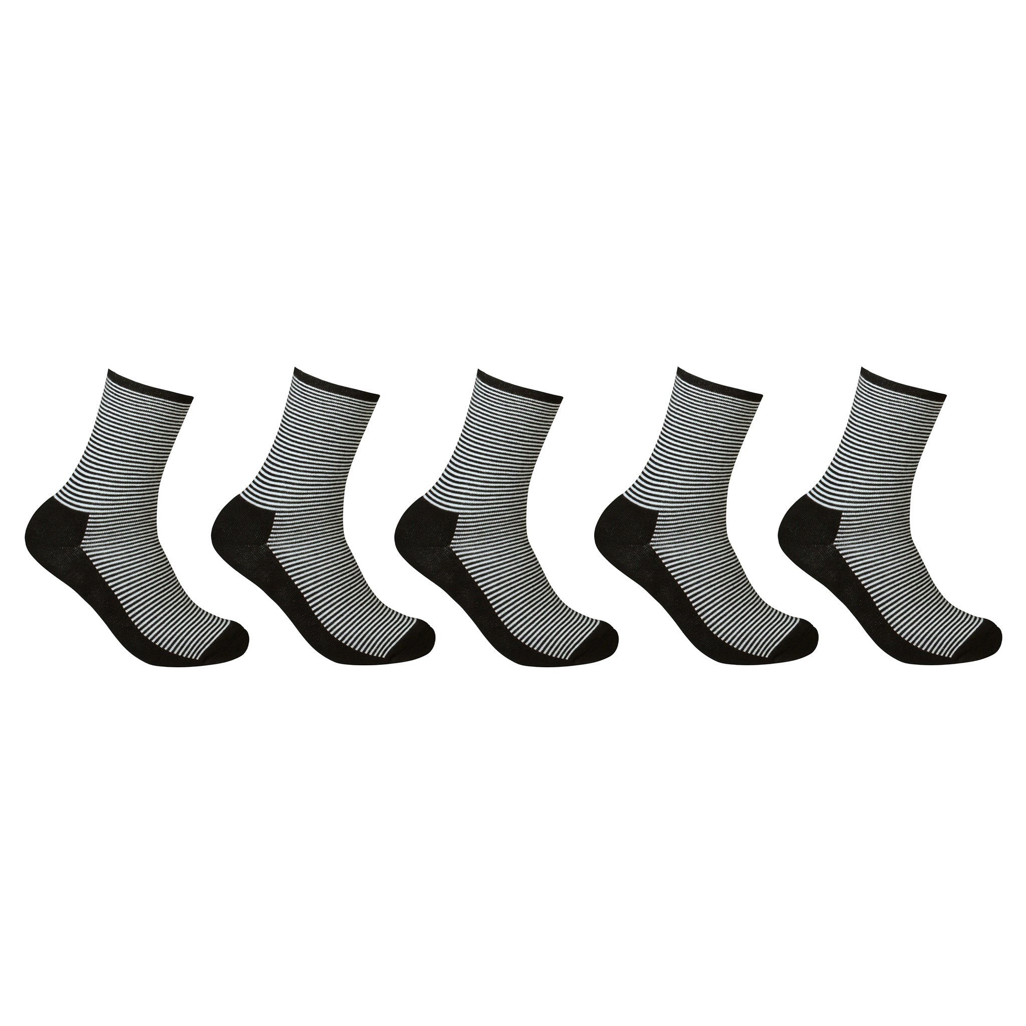Striped socks with soft terry sole for sensitive feet and diabetics 5-pack