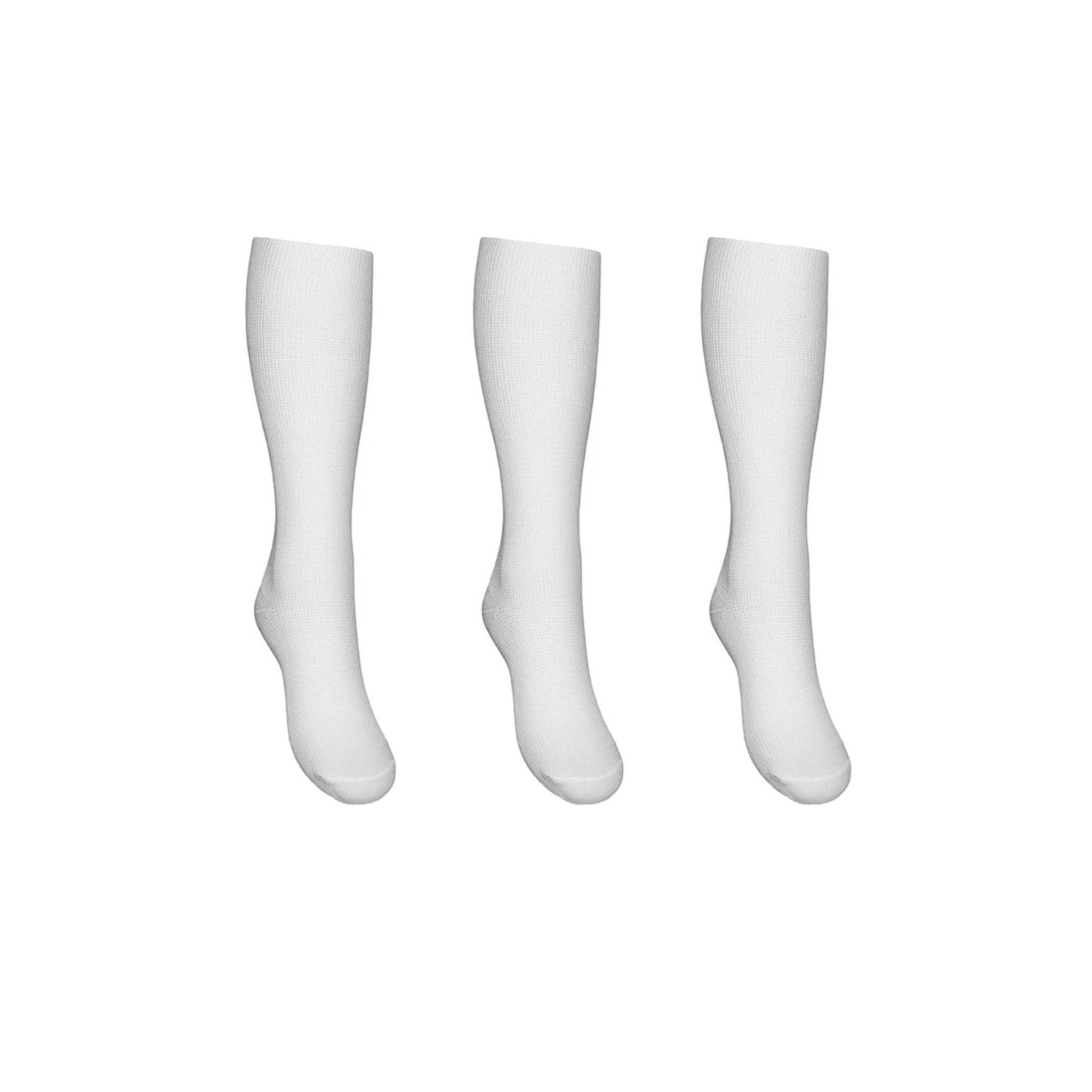 Support stockings extra wide leg width white 3-pack