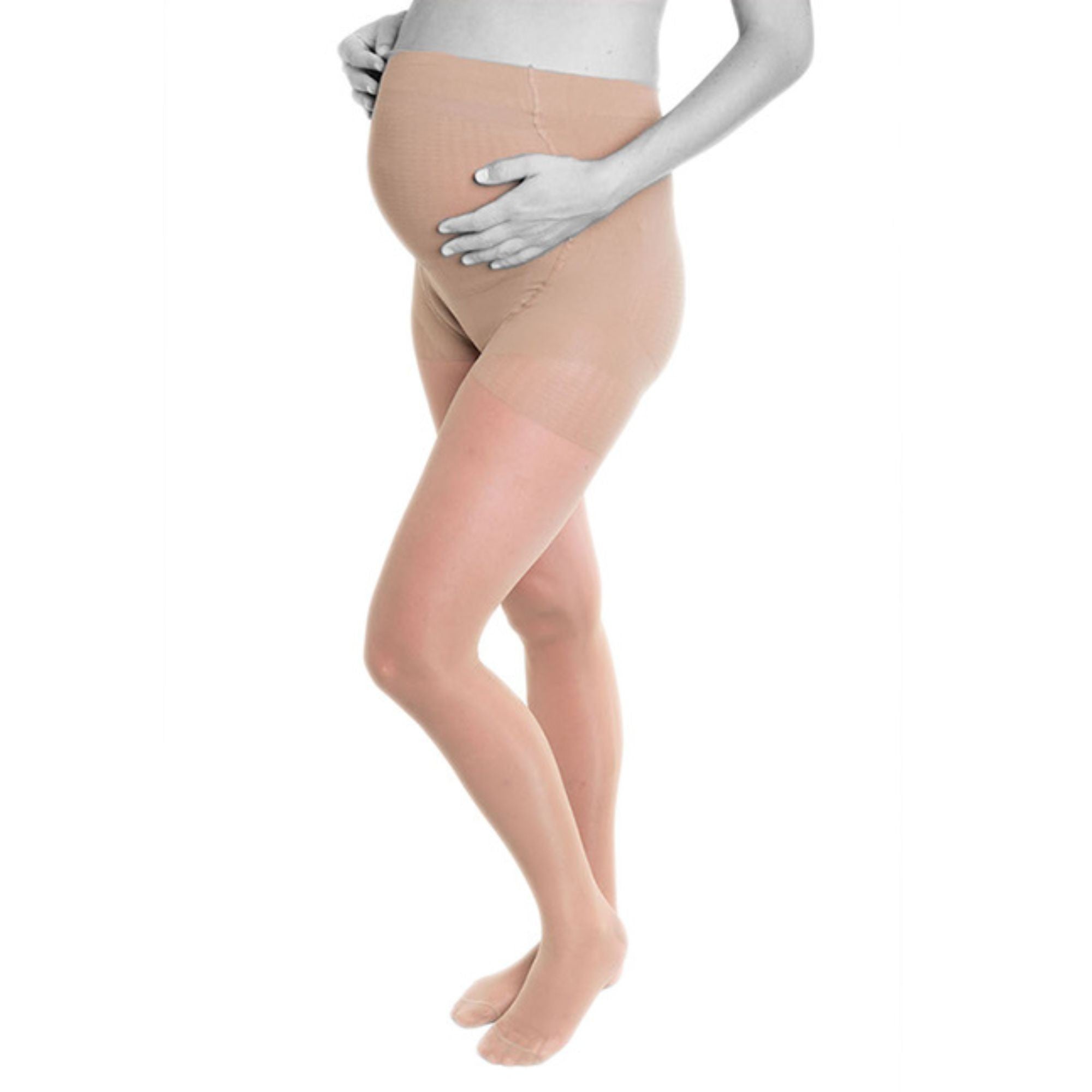 Beige maternity support tights for reduced swelling and firmer legs