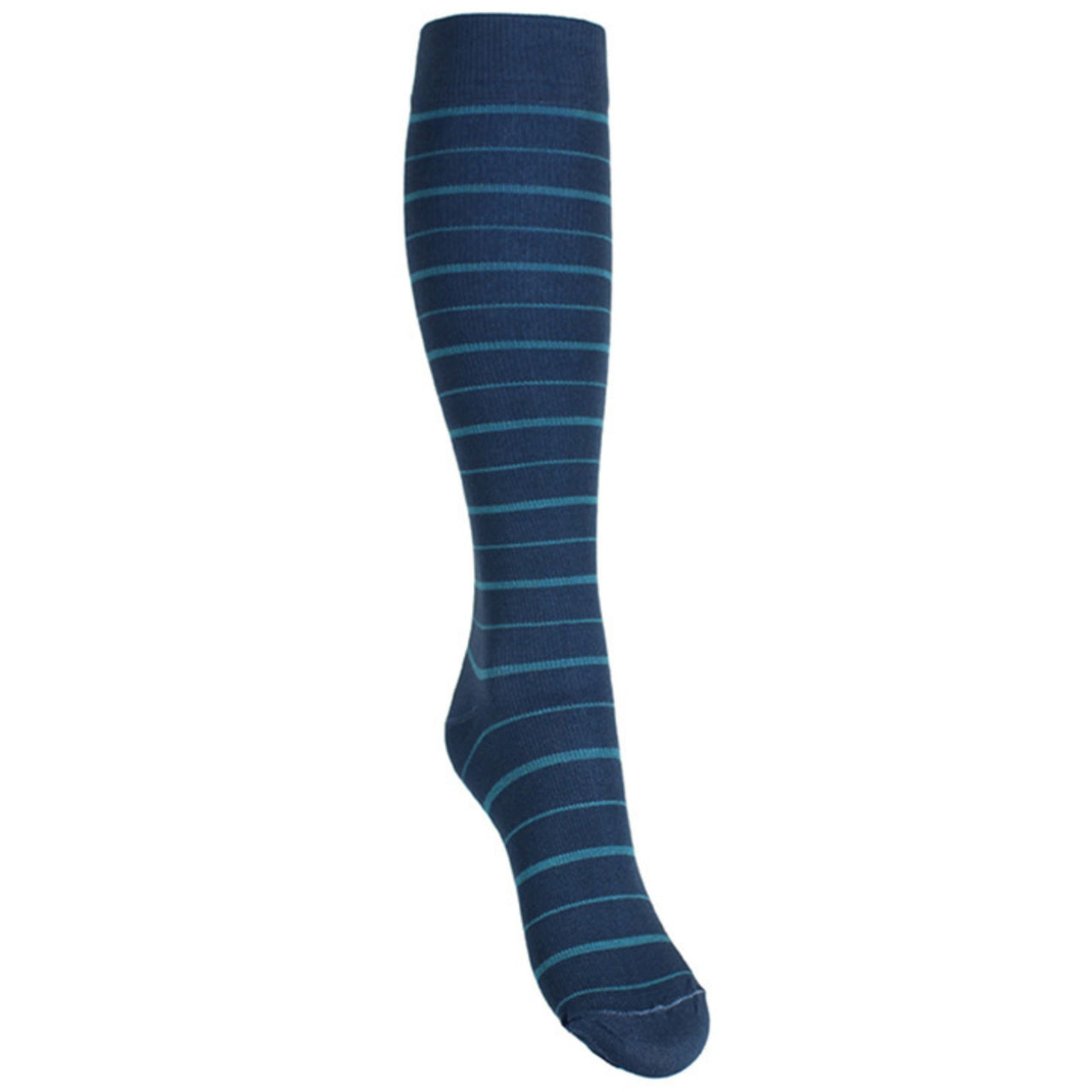 Blue striped support socks for swollen and tired legs