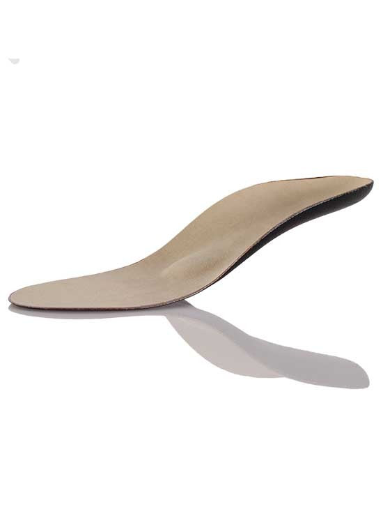 Shoe inserts with pads that provide arch support and pressure relief