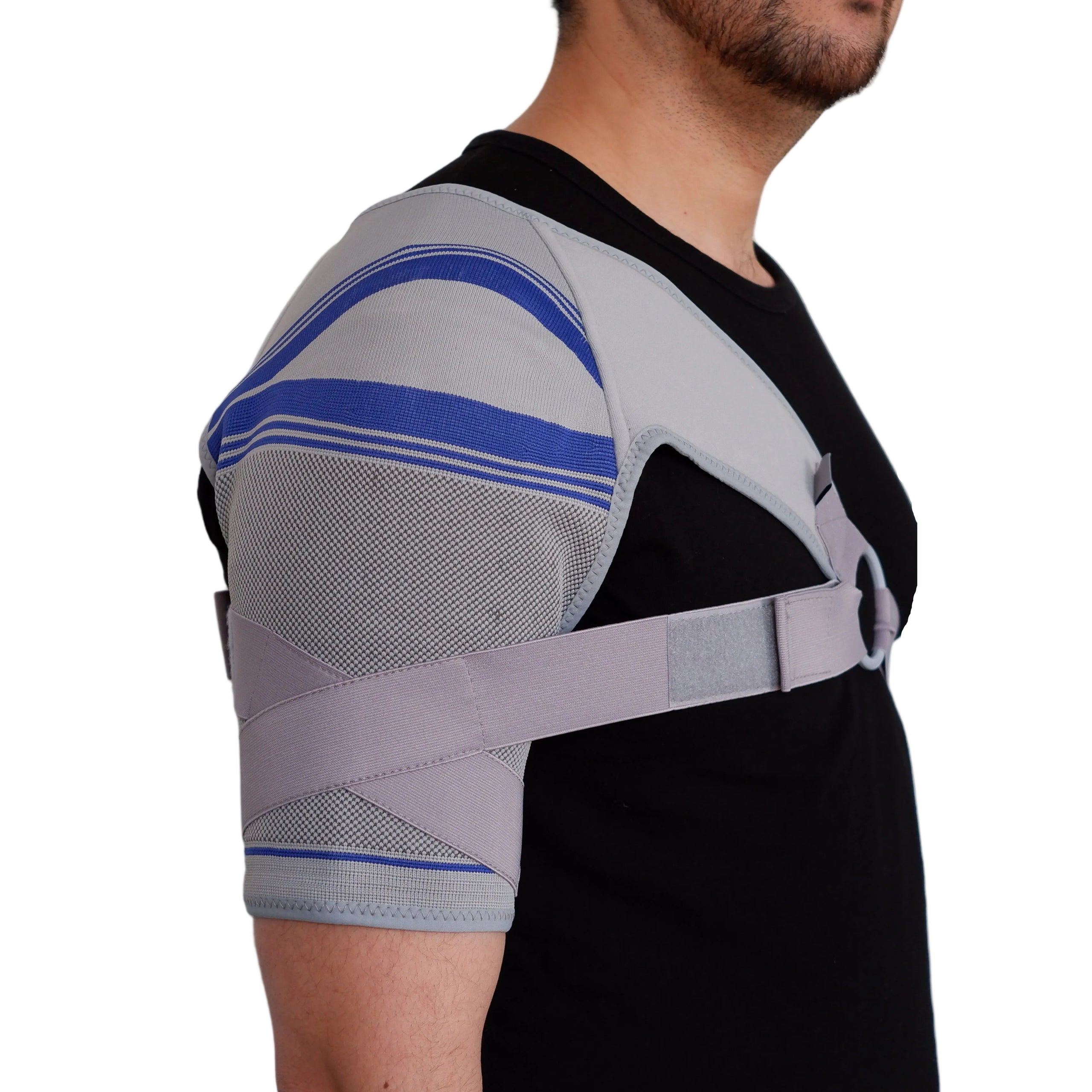 Acromed shoulder brace for extra support and to limit arm movement
