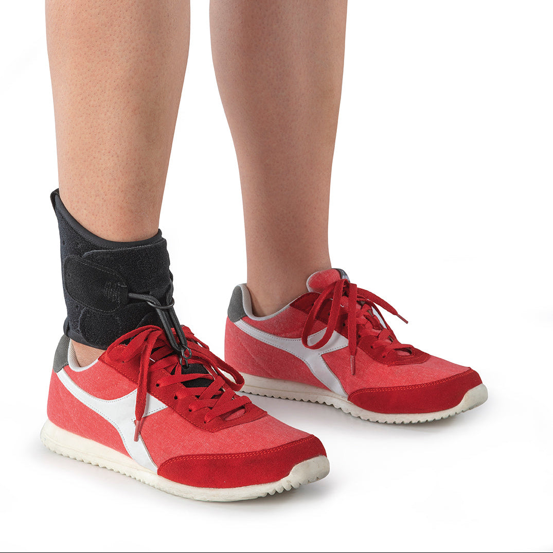 Affix foot drop brace for lifting the forefoot