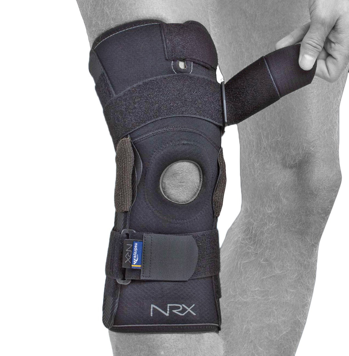 NRX Liga Light warming knee pads with lateral stabilization for ligament injuries