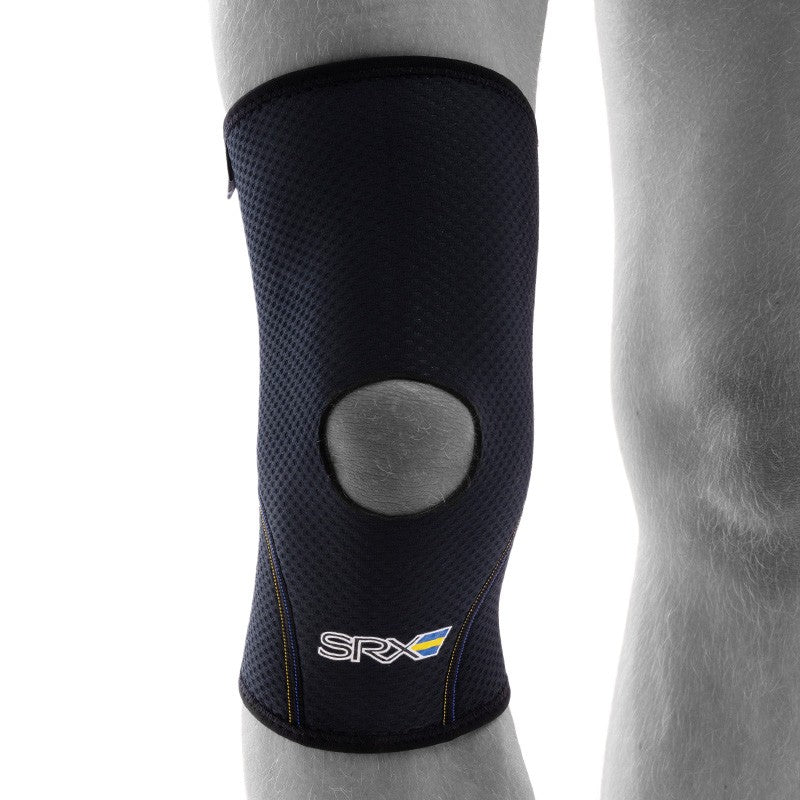 SRX knee brace with open kneecap for stability and compression