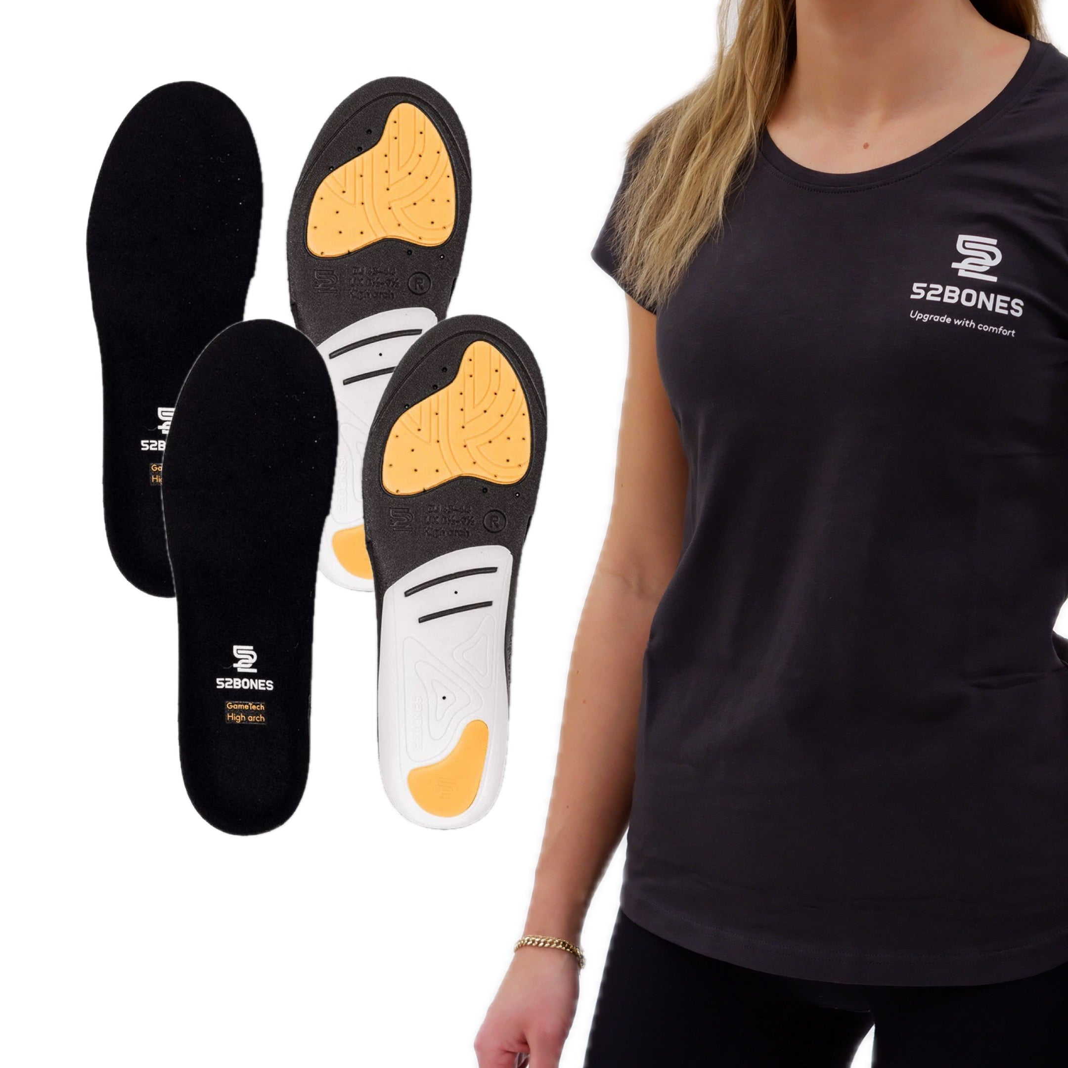 2-pack GameTech sports insoles for padel, tennis and handball with a free training shirt