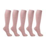 Pink support socks for tired and swollen legs 5-pack