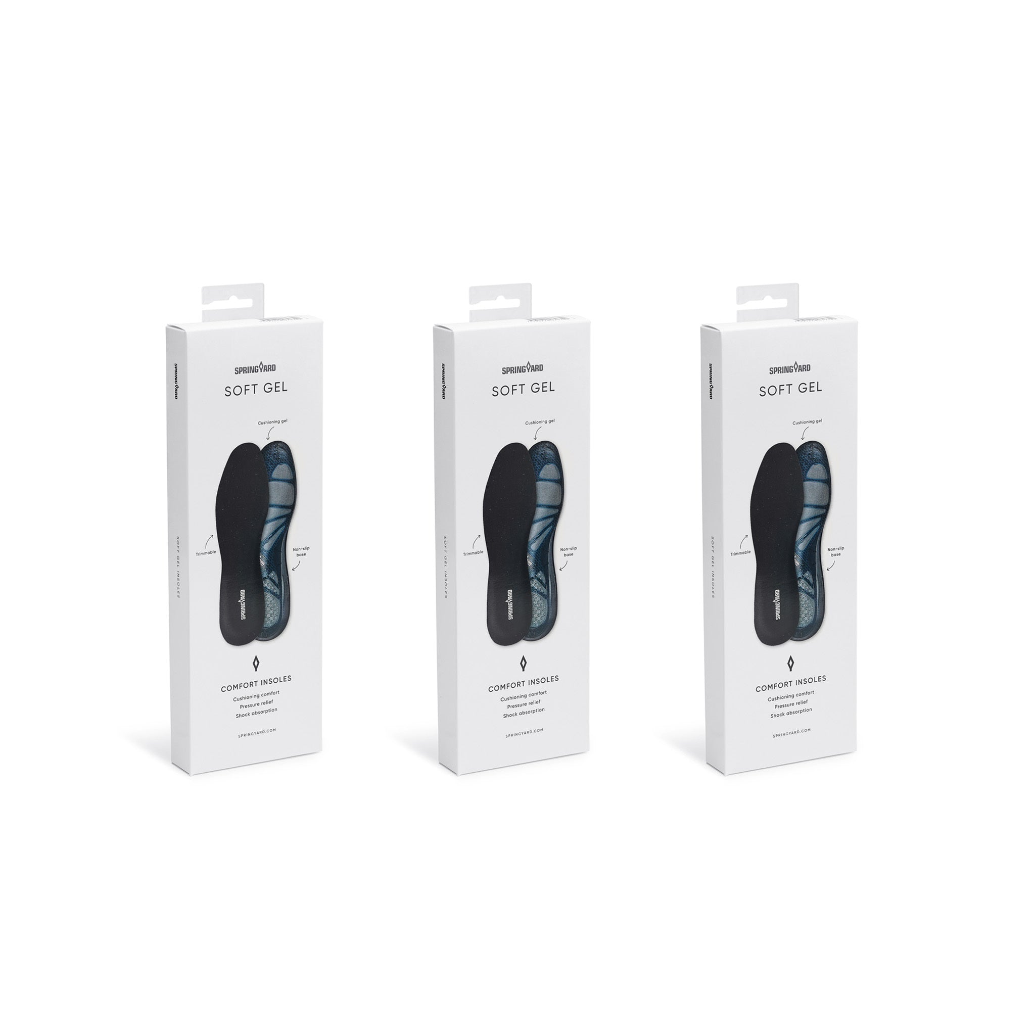 Soft Gel insole for shock-absorbing comfort 3-pack