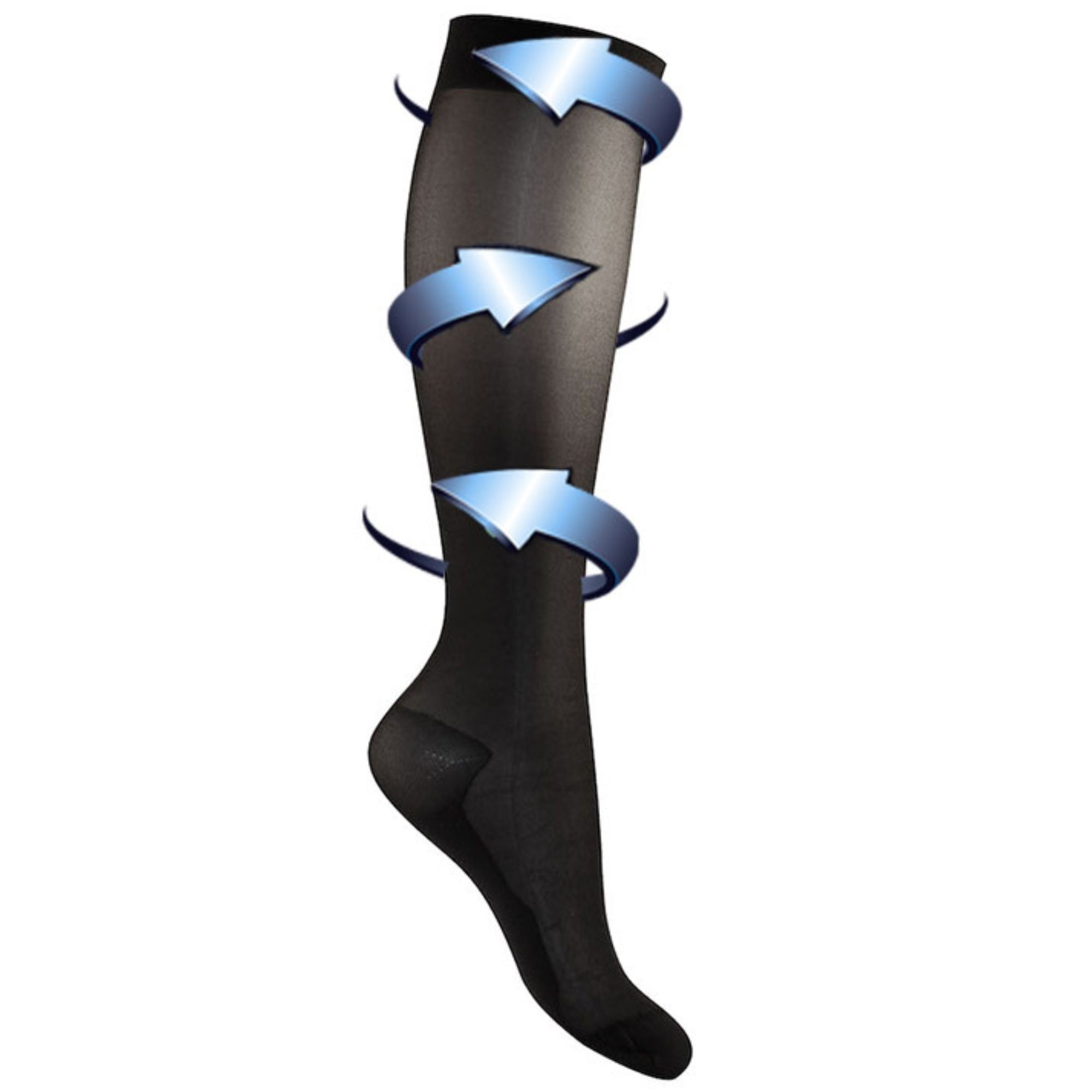 Support stockings extra thin black for swollen and tired legs