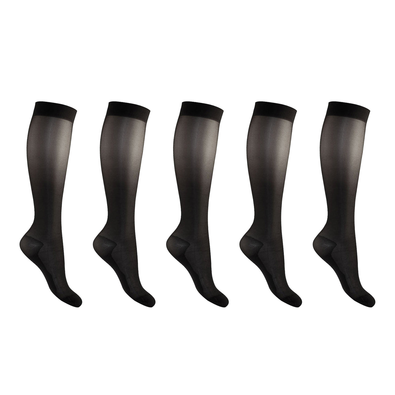 Support stockings extra thin black for swollen and tired legs 5–pack