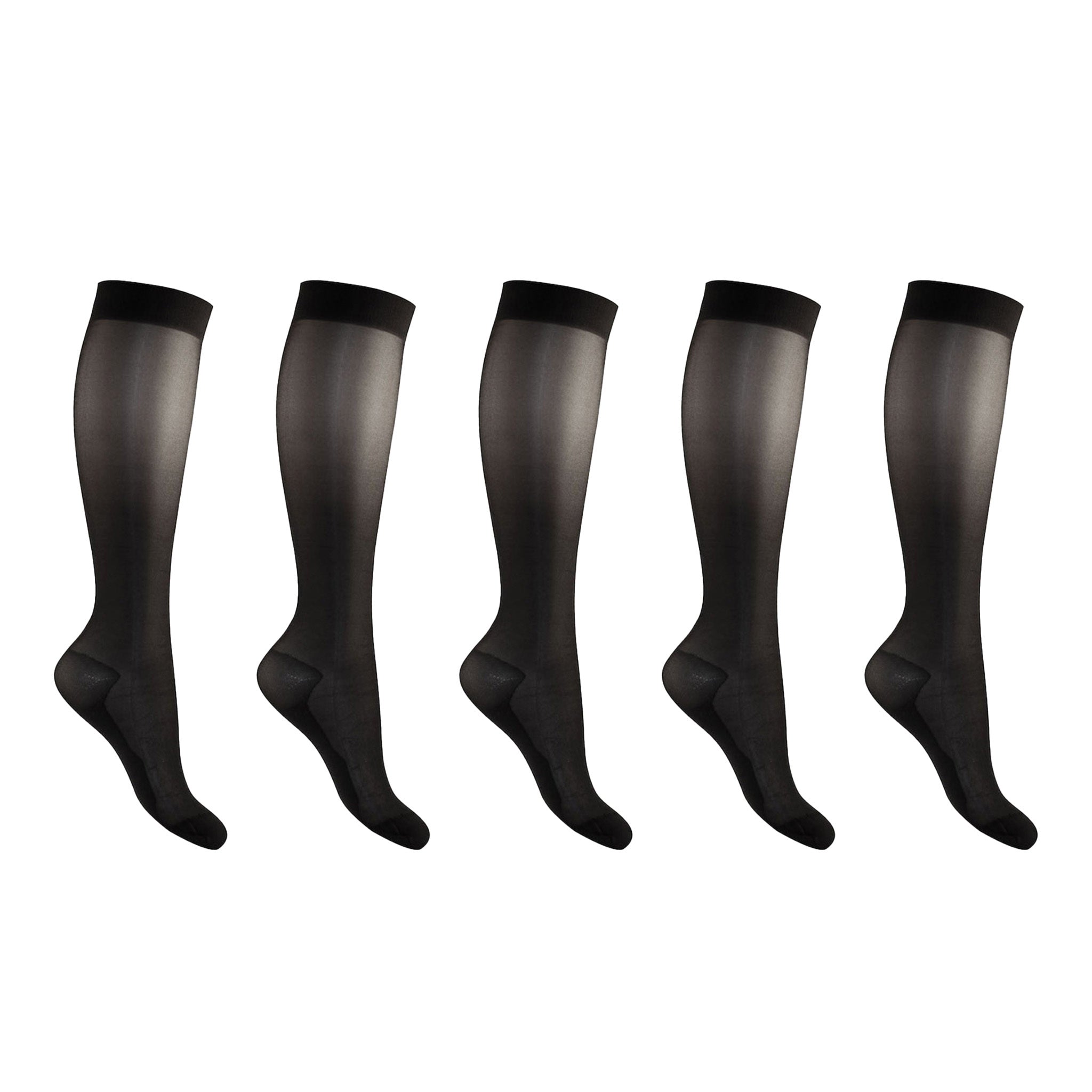 Support stockings extra thin black for swollen and tired legs 5–pack