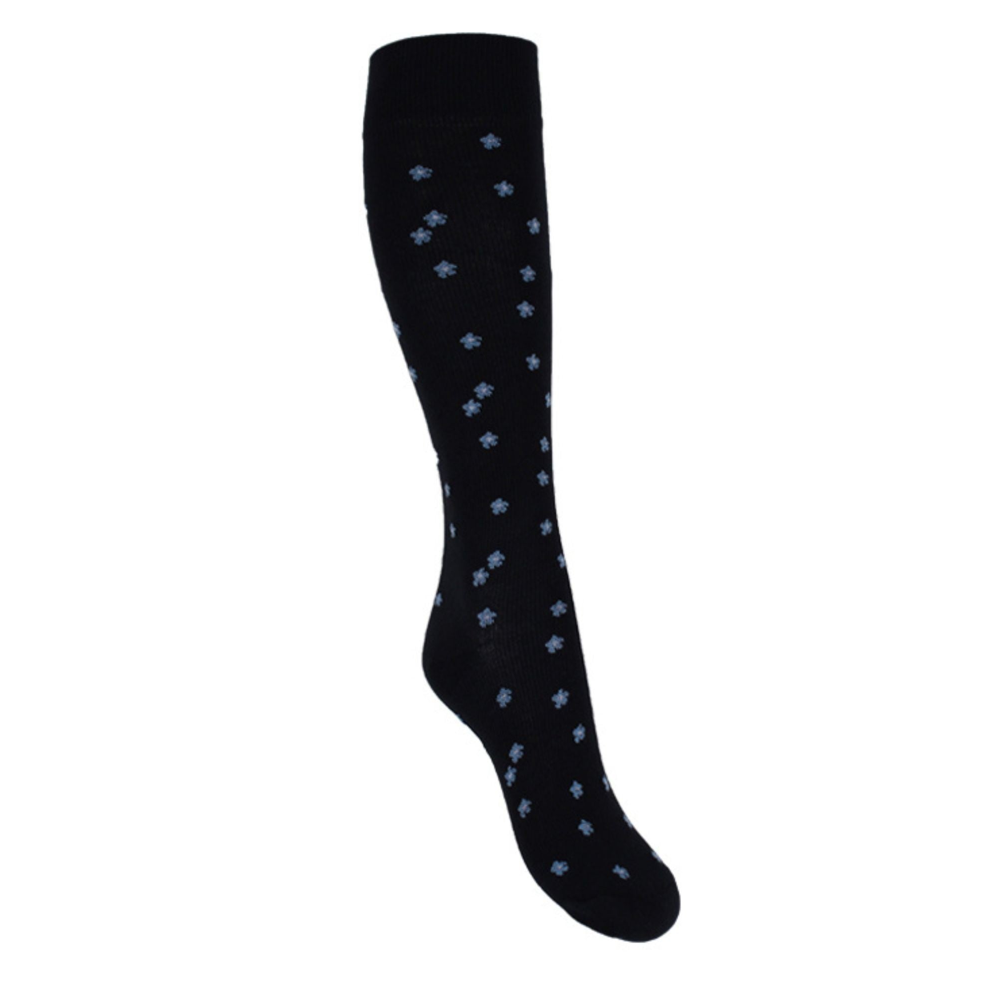 Support socks navy floral pattern for swollen and tired legs