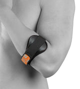 Elbow strap with adjustable pad for tennis and golf arm