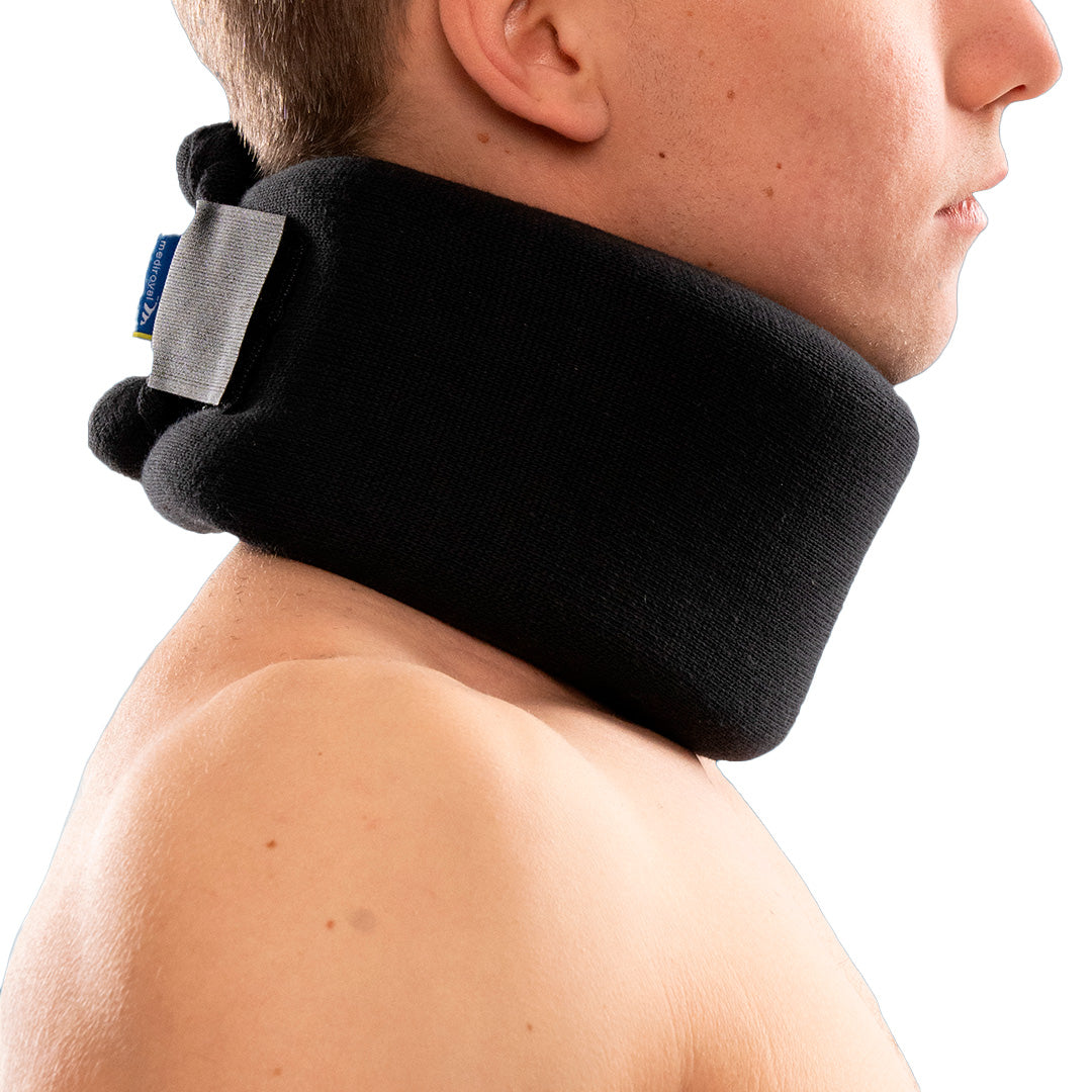 Neck collar black in four different height options for neck restraint and neck stiffness