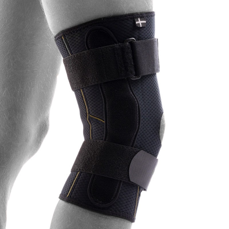 SRX knee protector with articulated splints for unstable knee joints