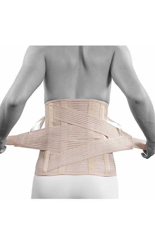 Rückenbandage mit Schienen - langes Modell - Beige